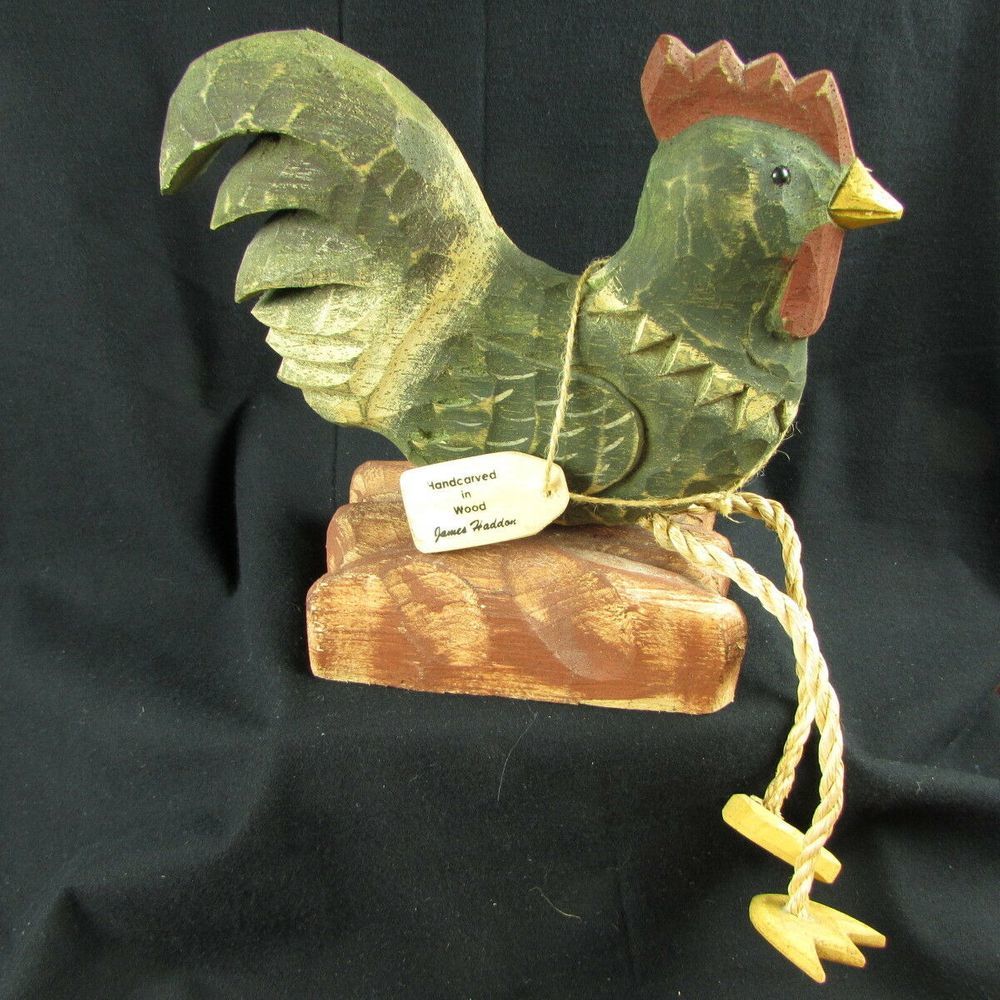 Primitive Folk Art Hand Carved Wood James Haddon
